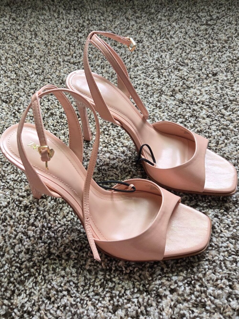ZARA Nude Minimalist Strappy Heeled Sandals - Size US 9 / EUR 40